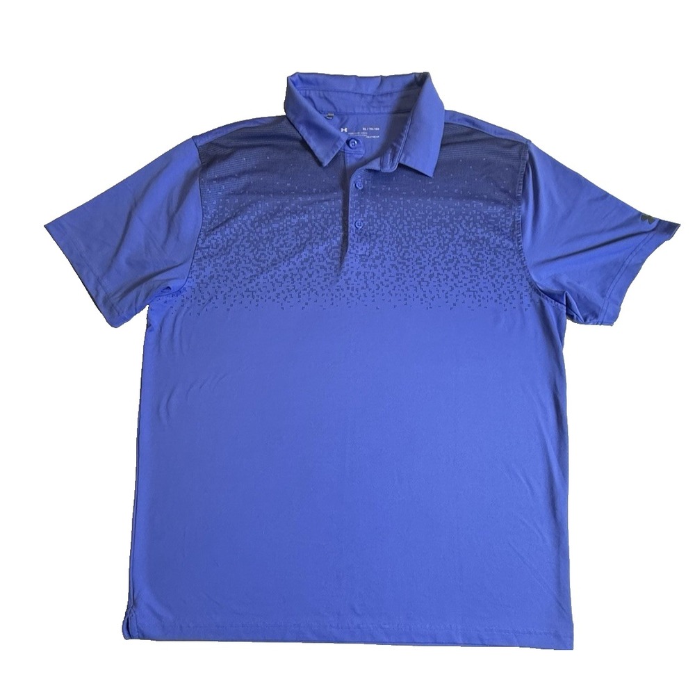 Under Armour Mens Blue XL Heat Gear Loose Short Sleeve‎ Golf Polo Shirt-587